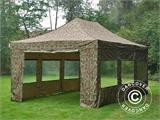 Pop up gazebo FleXtents PRO Steel 4x6 m Camouflage/Military, incl. 8 sidewalls