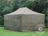 Vouwtent/Easy up tent FleXtents PRO Steel 4x6m Camouflage/Militair, inkl. 8 Zijwanden