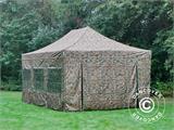 Faltzelt FleXtents PRO Steel 4x6m Camouflage, mit 8 Seitenwänden