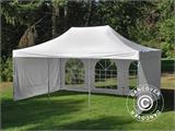 Faltzelt FleXtents PRO Steel Vintage Style 4x6m Weiß, mit 8 Seitenwänden