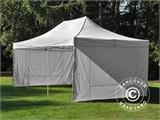 Faltzelt FleXtents PRO Steel Vintage Style 4x6m Weiß, mit 8 Seitenwänden