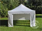 Faltzelt FleXtents PRO Steel Vintage Style 4x6m Weiß, mit 8 Seitenwänden