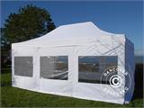 Faltzelt FleXtents PRO Steel 4x6m Weiß, Flammenhemmend, mit 8 Seitenwänden