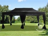 Tente pliante FleXtents PRO Steel 3x6m Noir, incl. 6 rideaux decoratifs