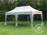 Tente pliante FleXtents PRO Steel 3x6m Latte, incl. 6 rideaux decoratifs