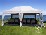 Tente Pliante FleXtents PRO Steel 3x6m Latte, avec 6 cotés & rideaux décoratifs