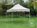 Tente Pliante FleXtents PRO Steel "Peaked" 3x6m Latte, avec 6 rideaux decoratifs