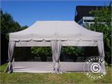 Tente pliante FleXtents PRO Steel "Peaked" 3x6m Latte, incl. 6 parois latérales et 6 rideaux décoratifs