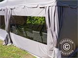 Tente pliante FleXtents PRO Steel "Peaked" 3x6m Latte, incl. 6 parois latérales et 6 rideaux décoratifs