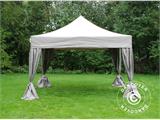 Faltzelt FleXtents PRO Steel 4x4m Latte, mit 4 Gardinen