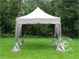 Faltzelt FleXtents PRO Steel "Peaked" 4x4m Latte, mit 4 Gardinen