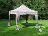 Faltzelt FleXtents PRO Steel "Peaked" 4x4m Latte, mit 4 Gardinen