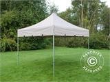 Faltzelt FleXtents PRO Steel "Peaked" 4x4m Latte, mit 4 Gardinen