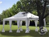 Tente Pliante FleXtents PRO Steel 4x6m Blanc, avec 8 rideaux décoratifs