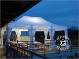 Faltzelt FleXtents PRO Steel 4x6m Weiß, mit 8 Gardinen