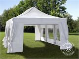 Faltzelt FleXtents PRO Steel 4x6m Weiß, mit 8 Seitenwänden & Gardinen