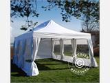 Tente Pliante FleXtents PRO Steel 4x6m Blanc, avec 8 cotés & rideaux décoratifs