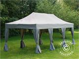 Faltzelt FleXtents PRO Steel 4x6m Latte, mit 8 Gardinen