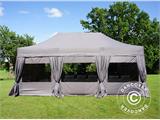 Faltzelt FleXtents PRO Steel 4x6m Latte, mit 8 Seitenwänden & Gardinen