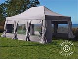 Faltzelt FleXtents PRO Steel 4x6m Latte, mit 8 Seitenwänden & Gardinen