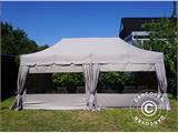 Tente pliante FleXtents PRO Steel "Peaked" 4x8m Latte, incl. 6 parois latérales et 6 rideaux décoratifs