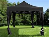 Carpa plegable FleXtents Steel 3x3m Negro, incl. 4 cortinas decorativas