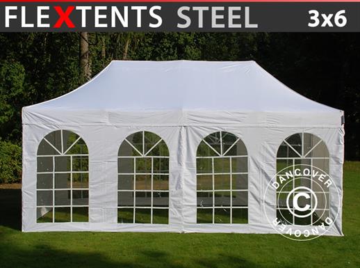 Pop up gazebo FleXtents Steel 3x6 m White, incl. 4 sidewalls