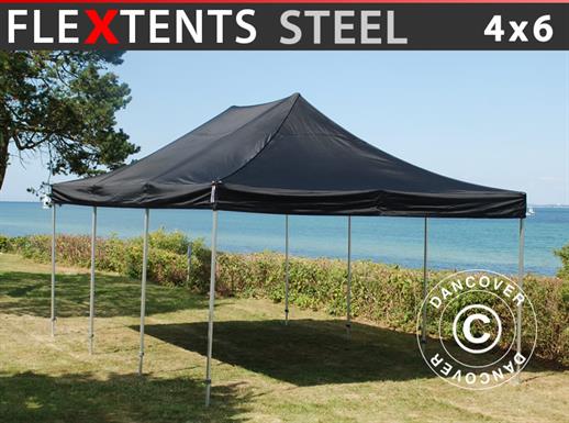 Pop up gazebo FleXtents Steel 4x6 m Black