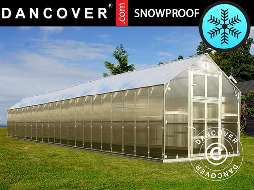 Invernadero de policarbonato TITAN Classic 480, 28,5m², 2,35x12,12m, Plateado