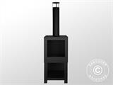 Chimenea exterior leñero exterior incluido, 38,4x38,4x136cm, Negra