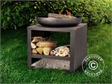 Fire bowl with wood storage, 60.9x60.9x62 cm, Black