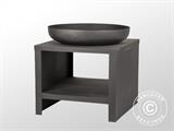 Fire bowl with wood storage, 60.9x60.9x62 cm, Black