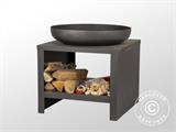 Fire bowl with wood storage, 60.9x60.9x62 cm, Black