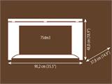 Gebogen bank met houtopslag, 37,8x90,2x48cm, Zwart/Hout