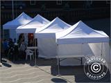 Visitor tent FleXtents Steel 3x6 m White, incl. 4 sidewalls and 1 transparent partition wall
