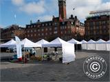 Pop up gazebo FleXtents PRO Steel 3x3 m Blue, incl. 4 decorative curtains