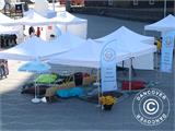 Pop up gazebo FleXtents PRO Steel "Wave" 3x3 m White, incl. 4 decorative curtains