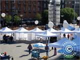 Pop up gazebo FleXtents PRO Steel "Wave" 3x3 m White, incl. 4 decorative curtains