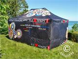 Tente pliante FleXtents PRO avec impression numérique, 3x3m, incl. 4 parois