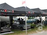 Pop up gazebo FleXtents PRO Steel 3x3 m Black, incl. 4 decorative curtains