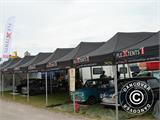 Pop up gazebo FleXtents PRO Steel 3x3 m Black, incl. 4 decorative curtains