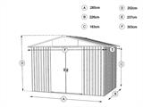 Metalen tuinhuis 3,03x2,37x2,02m, Groen/Zilver