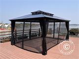 Gazebo Santa Ana w/curtains and mosquito net, 3.65x4.85 m, Black