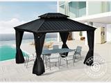 Cenador Santa Fe con cortinas y mosquitera, 3x4,25m, Negro