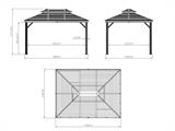 Pavillon San Bruno mit Vorhängen und Moskitonetz, 3x4m, Braun