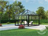 Orangerie/Pavillon Glas 8,7m², 2,95x2,95x2,7m, mit Fundament, schwarz