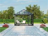 Orangerie/Pavillon Glas 8,7m², 2,95x2,95x2,7m, mit Fundament, schwarz