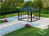 Orangerie/Pavillon Glas 8,7m², 2,95x2,95x2,7m, mit Fundament, schwarz