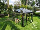 Orangerie/Pavillon Glas 8,7m², 2,95x2,95x2,7m, mit Fundament, schwarz