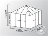 Orangerie/Pavillon Glas 8,7m², 2,95x2,95x2,7m, mit Fundament, schwarz